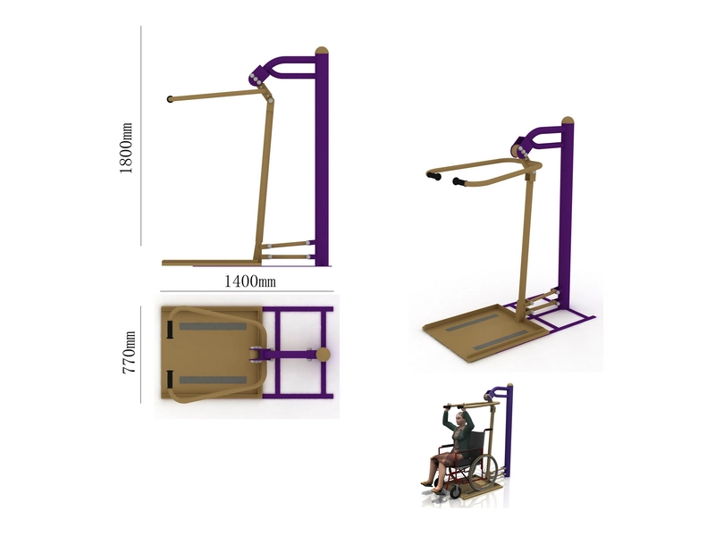 Тренажер «Вертикальная тяга» для инвалидов-колясочников — 1400×770×1800 мм