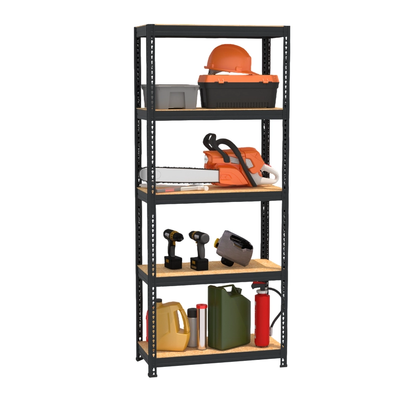 Металлический стеллаж для манекенов с полками ЛДСП 1.8 м