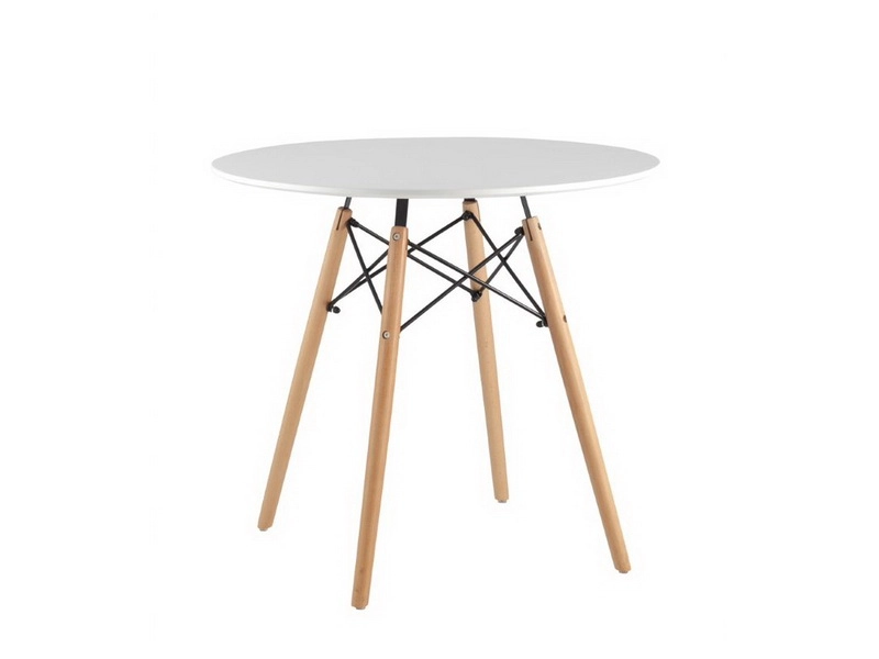 Белый круглый стол на ножках из бука, 80 см