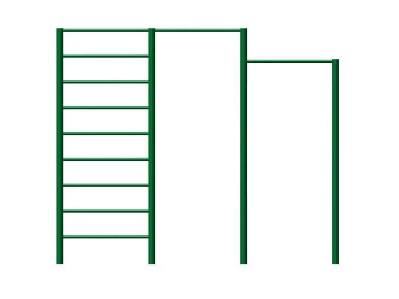 Шведская стенка ГС-011 с двумя металлическими турниками