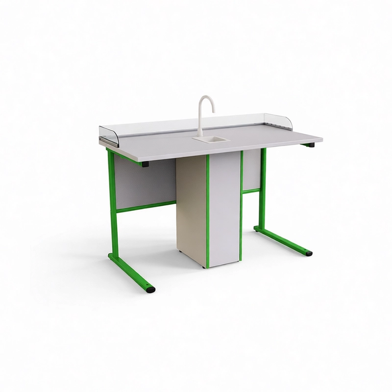 Ученический стол с бортиком из оргстекла, металлокаркас