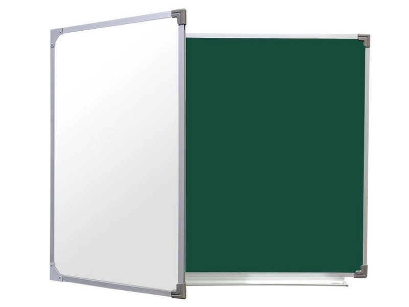 Двухэлементная магнитно-комбинированная доска 120х255 - алюминиевый профиль створка слева