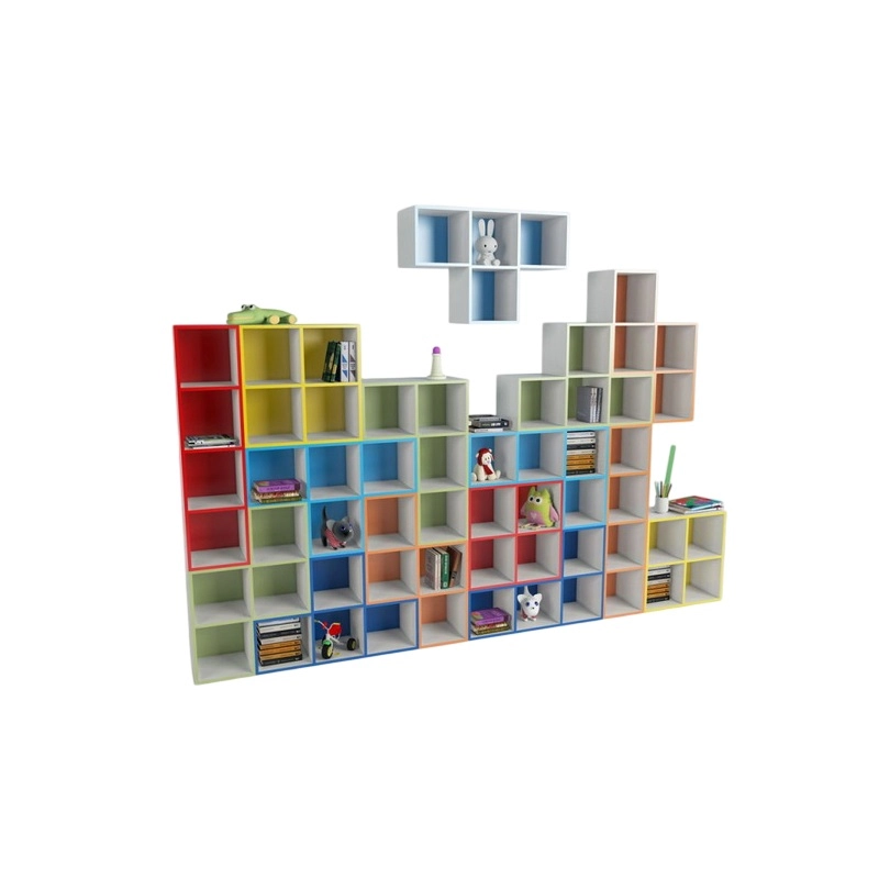 Прямой стеллаж "Тетрис" для детского сада, высота 2800 мм