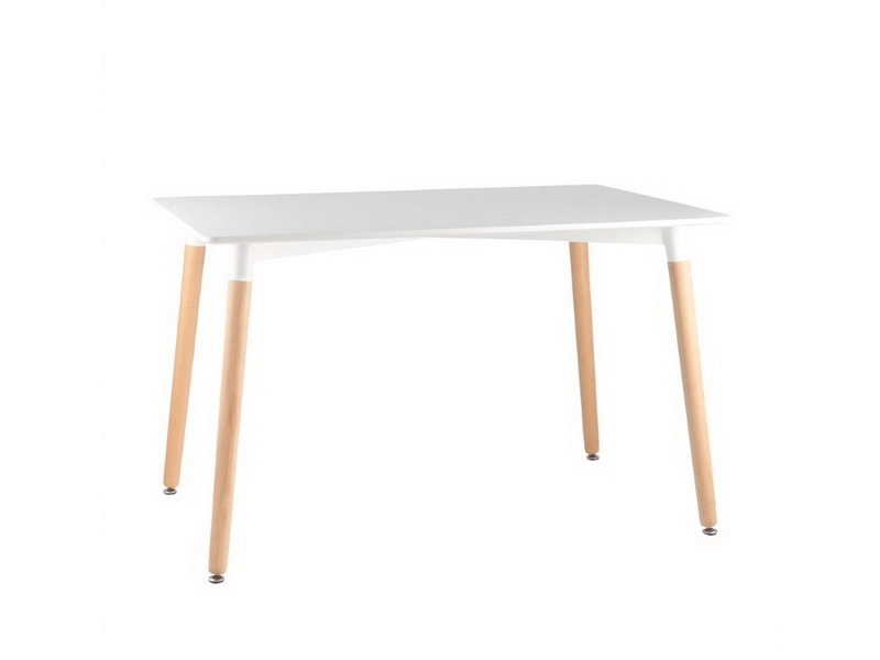 Обеденный стол 120×80 белый, ножки из массива бука