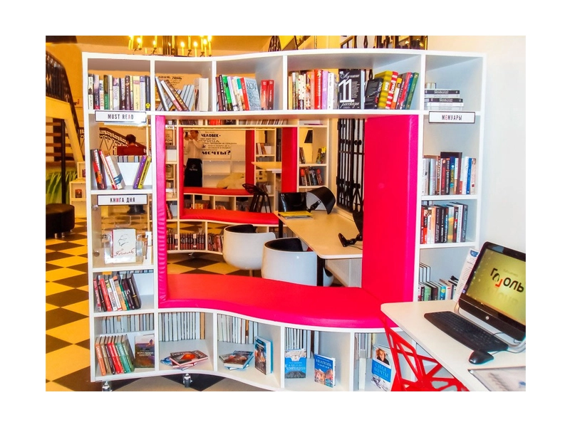 Мобильный стеллаж «ВОЛНА» с посадочным местом 2200×1300×2100