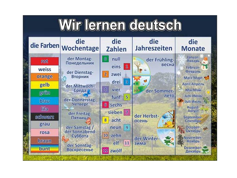 Образовательный стенд Немецкий язык, 1100×800 мм