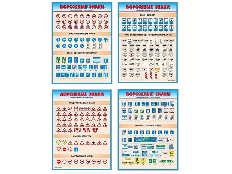 Комплект стендов «Дорожные знаки», 4 панели