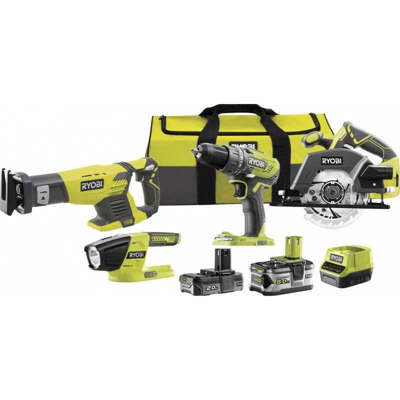 Комплект Ryobi ONE: 4 инструмента, 18V