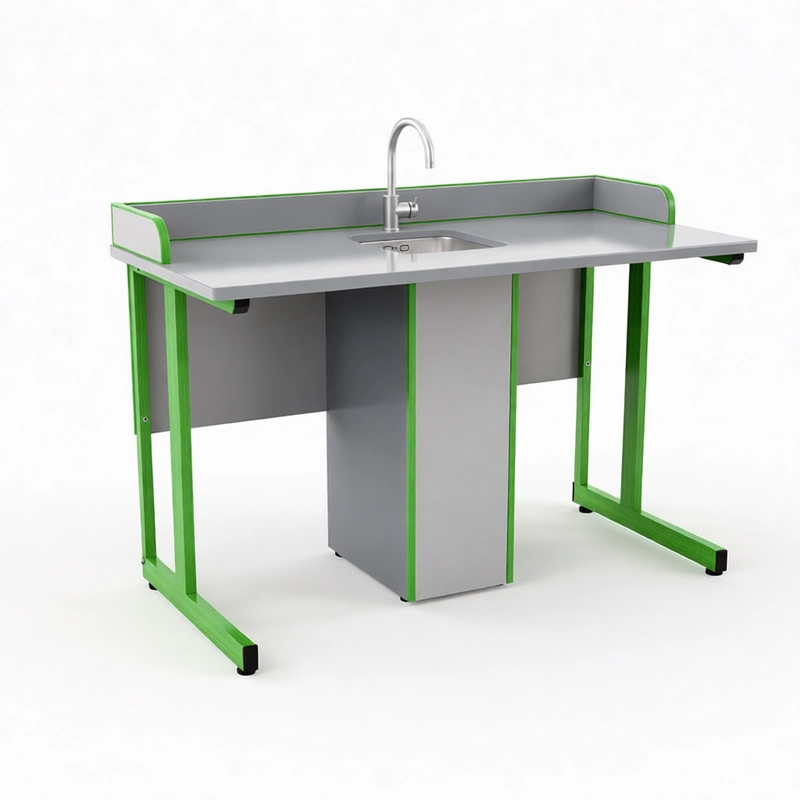Школьный стол с бортом ДСП и сантехникой 120×60 см