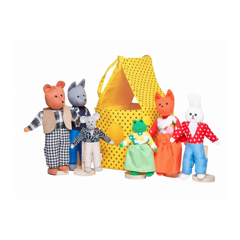 Кукольный театр «Теремок» на пальцы, с домиком