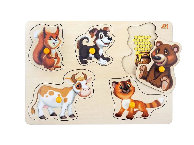 Деревянная игра‑вкладыш «Кто что ест»