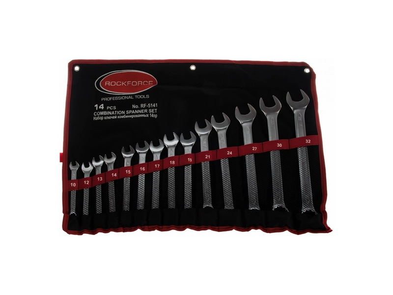 Комбинированные ключи 14 шт (10–32 мм) на полотне ROCKFORCE