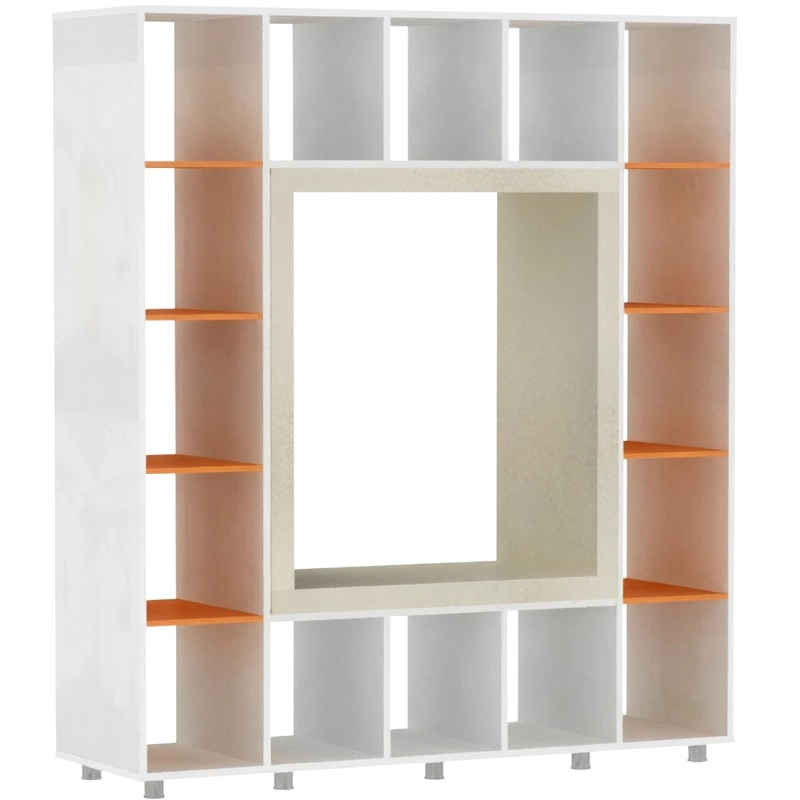 Стеллаж с мягким сиденьем 1916х600х2242 мм (белый/оранжевый)