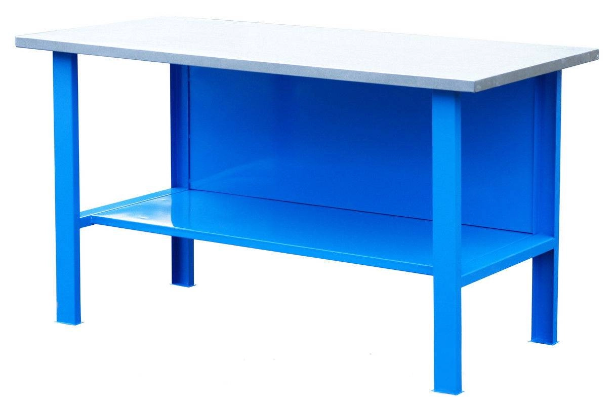 Верстак слесарный металлический бестумбовый с полкой серии «Эконом»