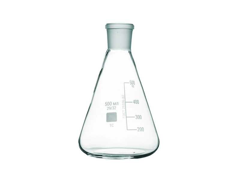 Коническая лабораторная колба 1 л, стеклянная