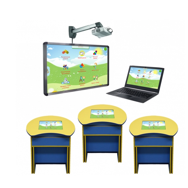 Интерактивный набор: 3 парты и интерактивная доска