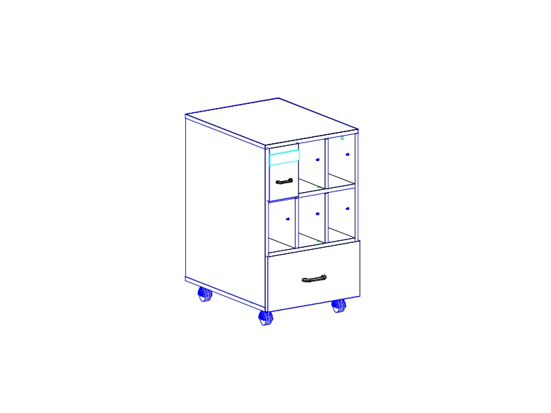 Тумба для формуляров 7 выдвижных ящиков (6 малых + 1 большой)