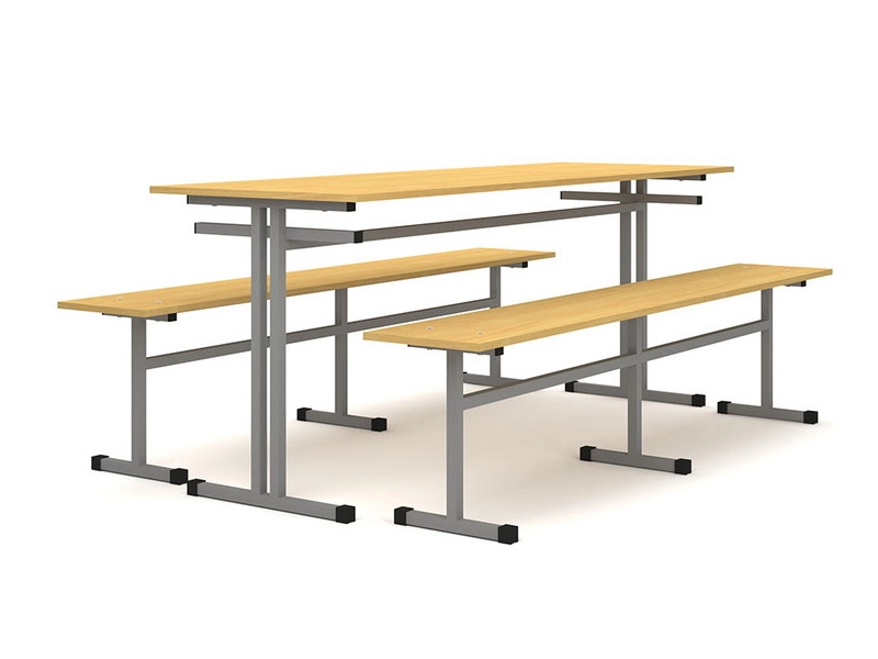 Стол обеденный 6-ти местный с двумя скамьями