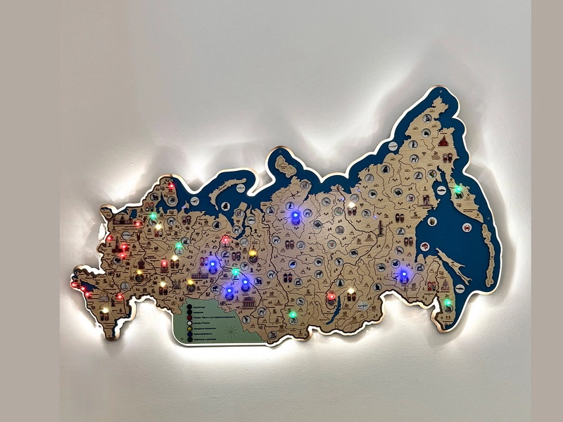 Игровой декоративный элемент Карта интерактивная “Путешествуем по России”