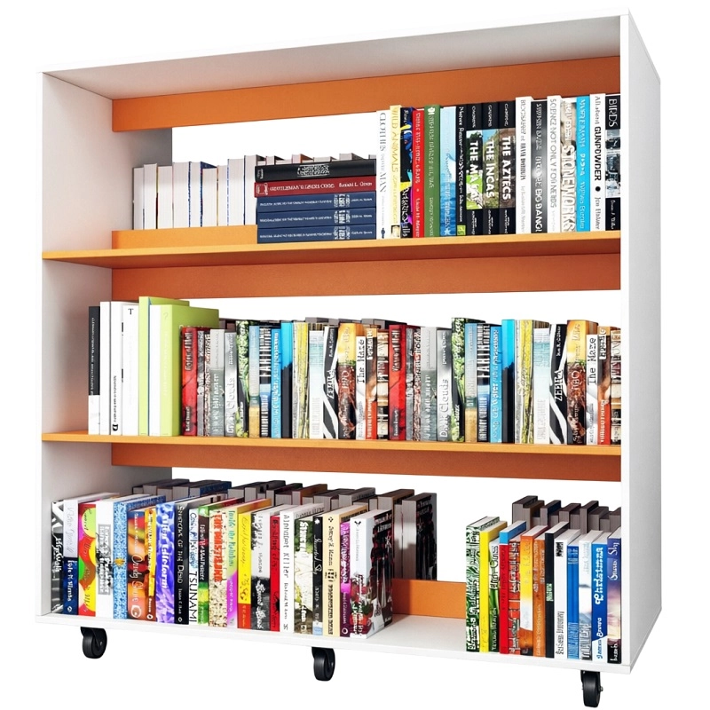 Стеллаж мобильный, 1350х630х1364 мм (оранжевый/белый)