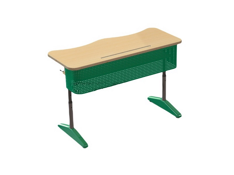 Двухместная школьная парта с полкой и перфорированным экраном
