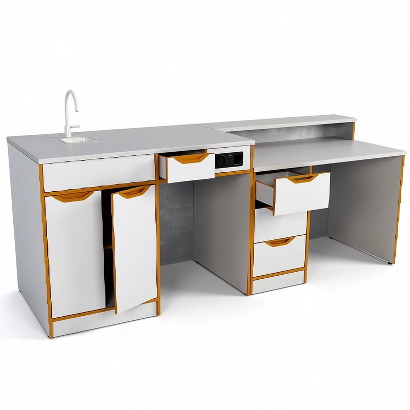 Стол лабораторный демонстрационный (с защитным, химостойким, термостойким покрытием, раковиной и пр)