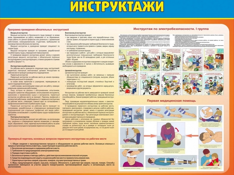 Настенный информационный стенд Инструктажи 1x0,8 м