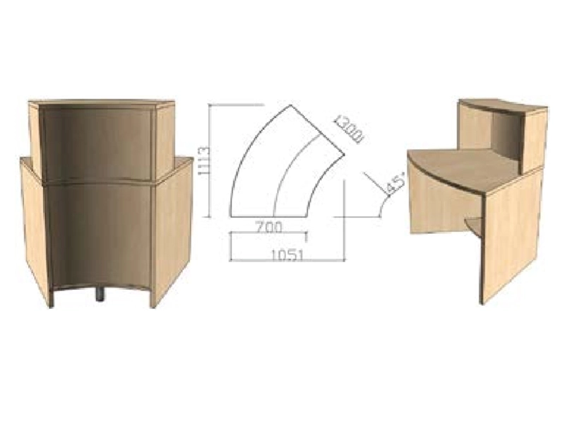 Угловая кафедра для выдачи, 45 град., 1113×1051×1160