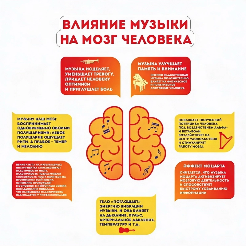Комплект стендов Влияние музыки на мозг человека