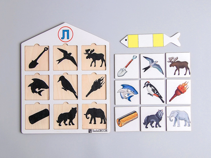 Теневое лото на звук «Л» деревянное