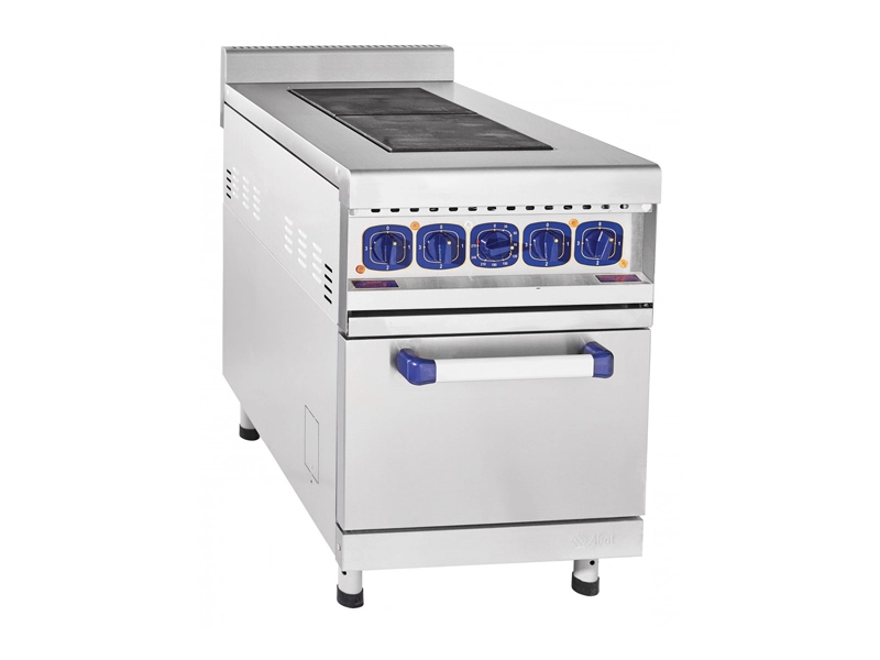 Плита электрическая, нерж.ст., 2 конфорки, духовка, 55x85(89,5)x86 см