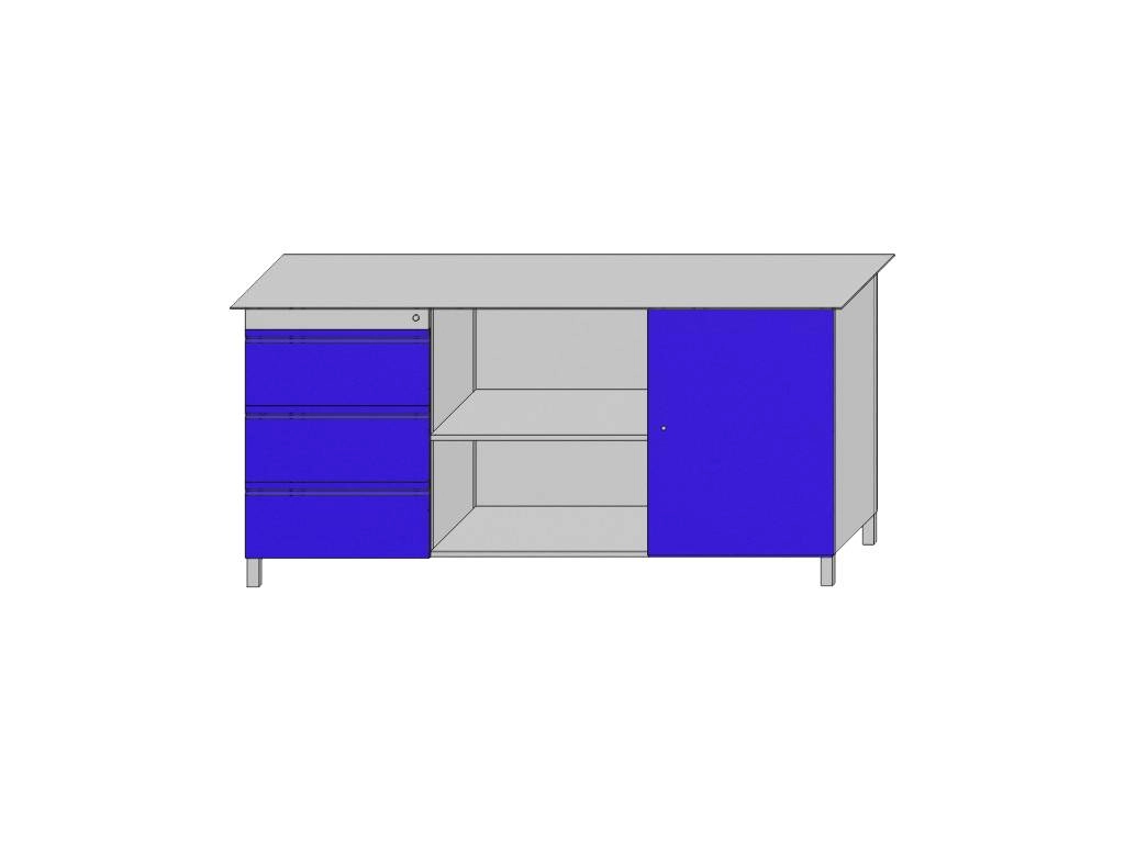 Верстак «Класс» с тумбами: полка + 3 ящика
