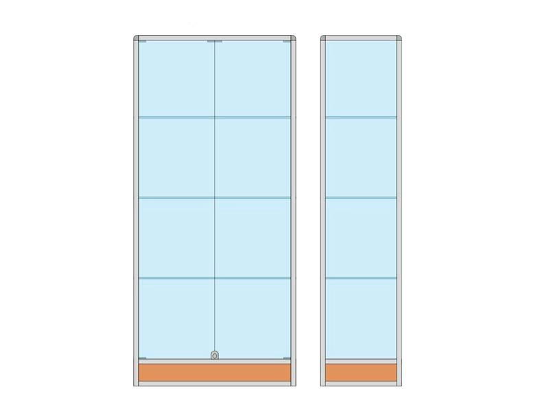 Витрина музейная стеклянная, 90х195х45