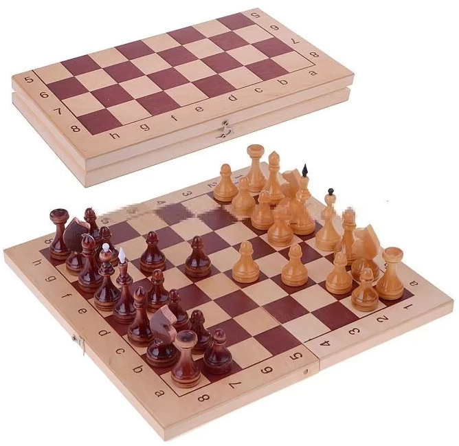 Обиходные шахматы на ДВП‑доске, 29 см