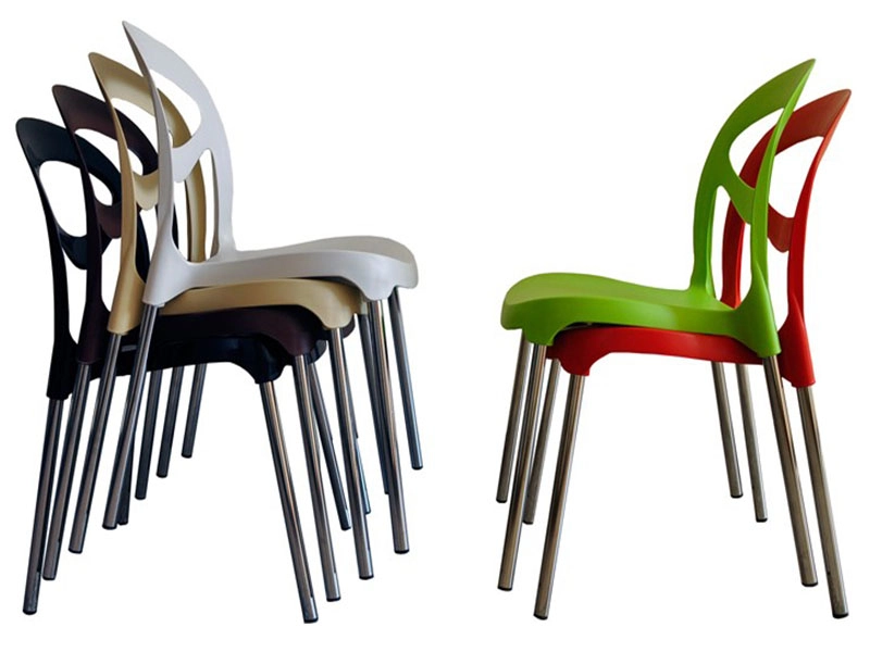 Пластиковый стул штабелируемый 44×40×81,5 см с алюминиевыми ножками