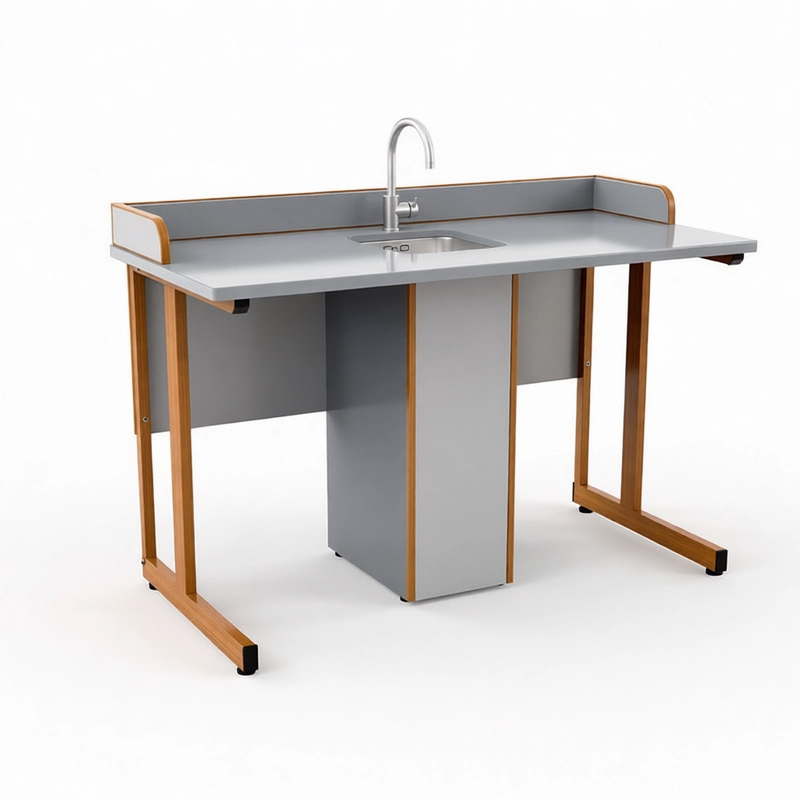 Школьный стол с бортом ДСП и сантехникой 120×60 см