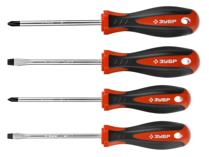 Комплект из 4 отверток SL5,6 PH1,2 с двухкомпонентной рукоятью