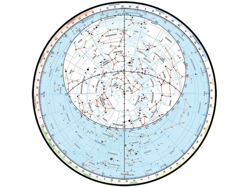 Карта звёздного неба для уроков, подвижная Ø21 см