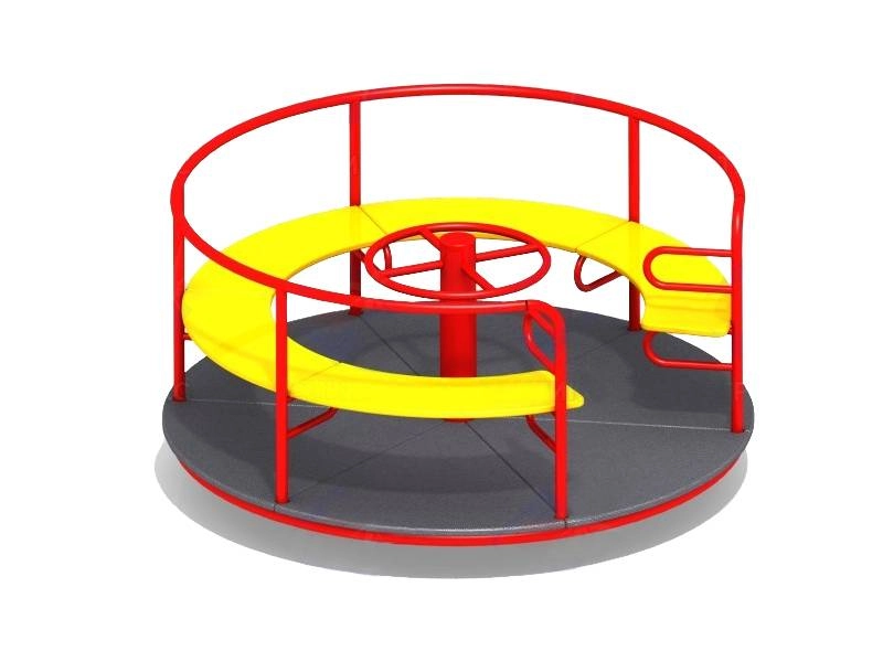 Карусель со сплошным сиденьем из металла и фанеры