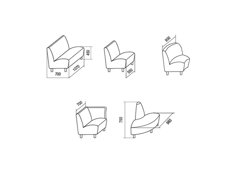 Комплект мягкой модульной мебели для холла (вариант 2)