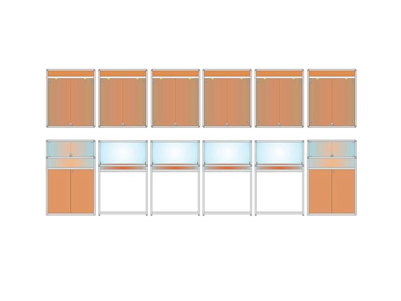 Комплект витрин АНД-КВ-3 для флага и наград