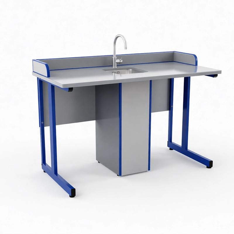 Школьный стол с бортом ДСП и сантехникой 120×60 см
