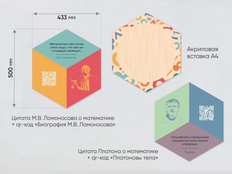 Набор гексагональных панелей «Математика» — 9 элементов