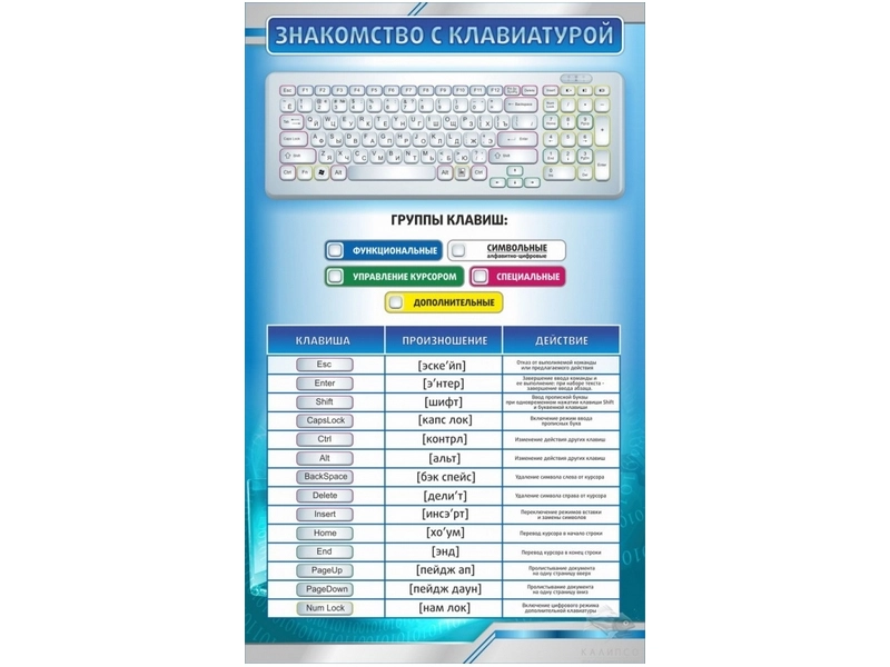 Обучающий стенд — клавиатура, 600×1000 мм