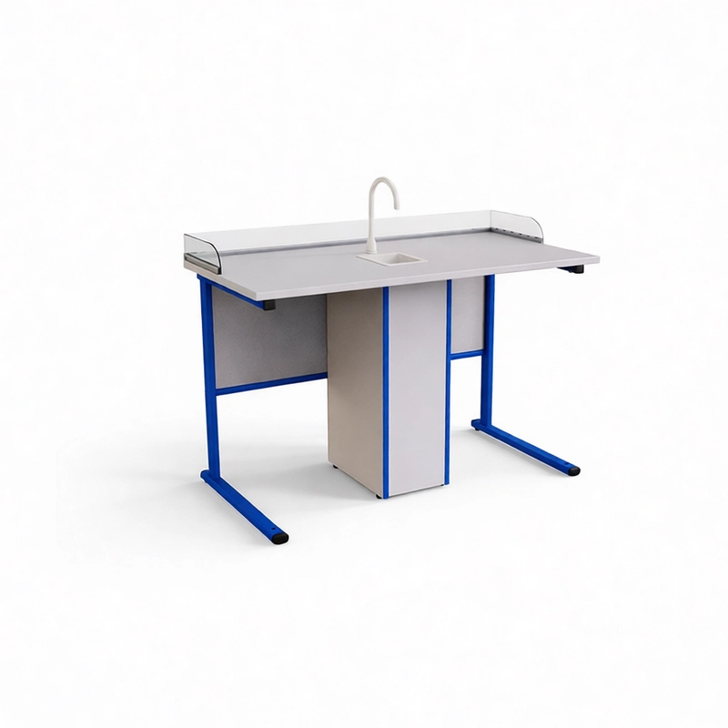 Ученический стол с бортиком из оргстекла, металлокаркас