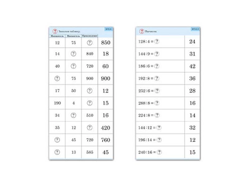 Набор карточек: Умножение и деление, 10 шт.