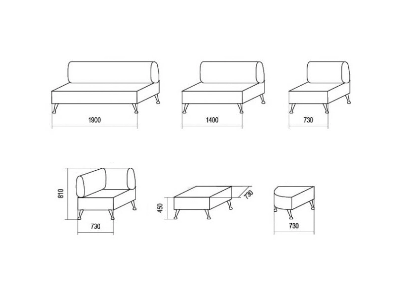 Мягкие модули для холла: базовый комплект 2+угол