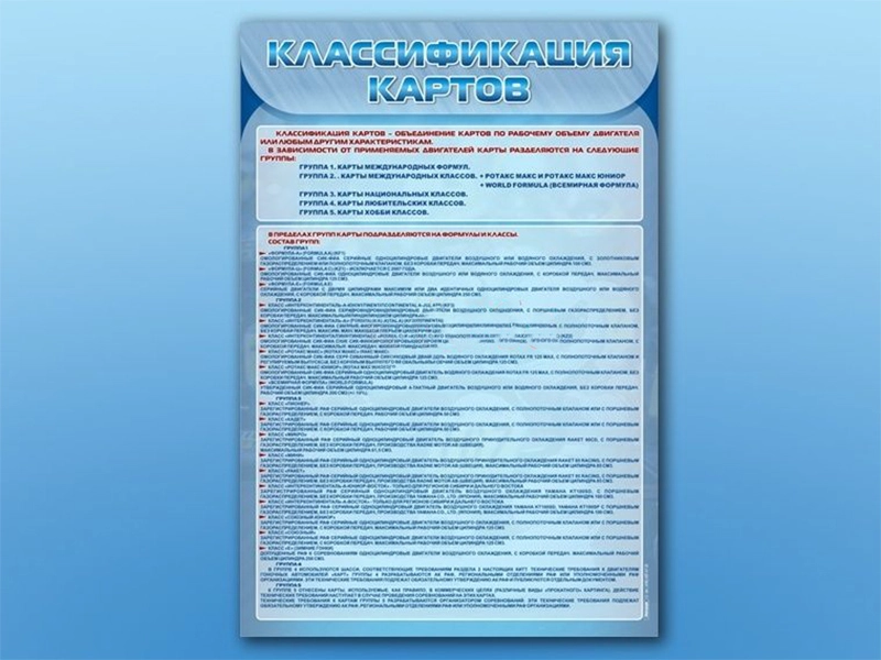 Информационный стенд по ПДД — классификация картов 70×100 см