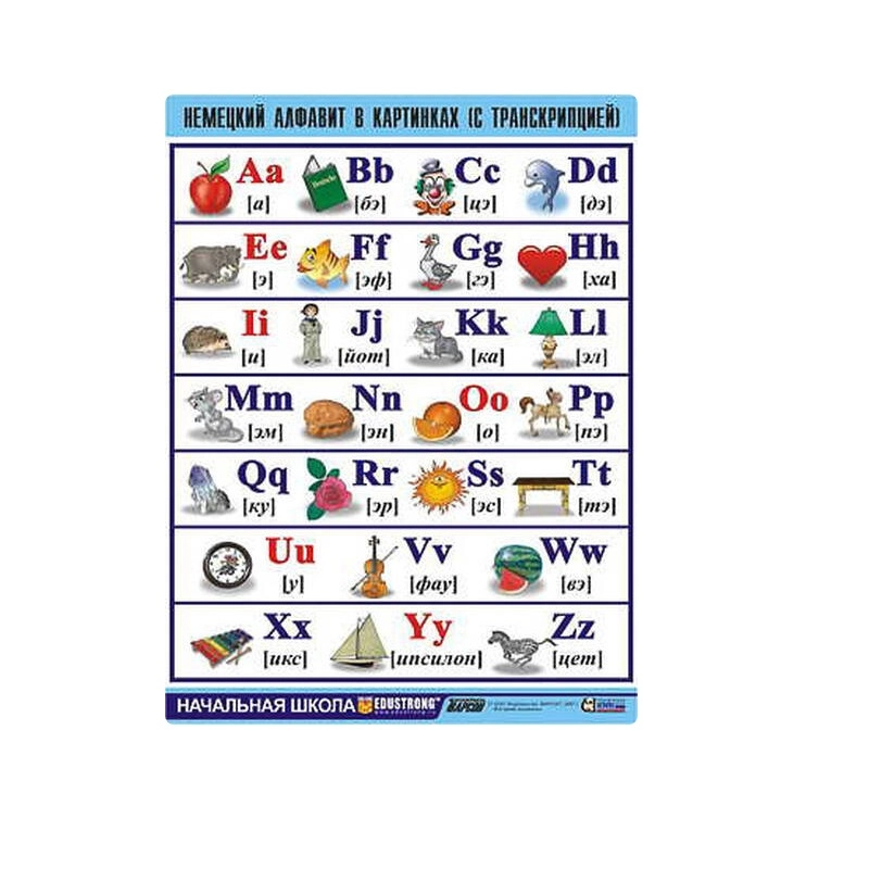 Таблица Немецкий алфавит в картинках винил 70х100