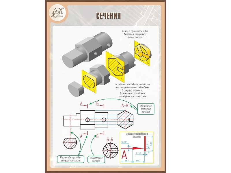 Школьный стенд «Сечения» 100×70 см